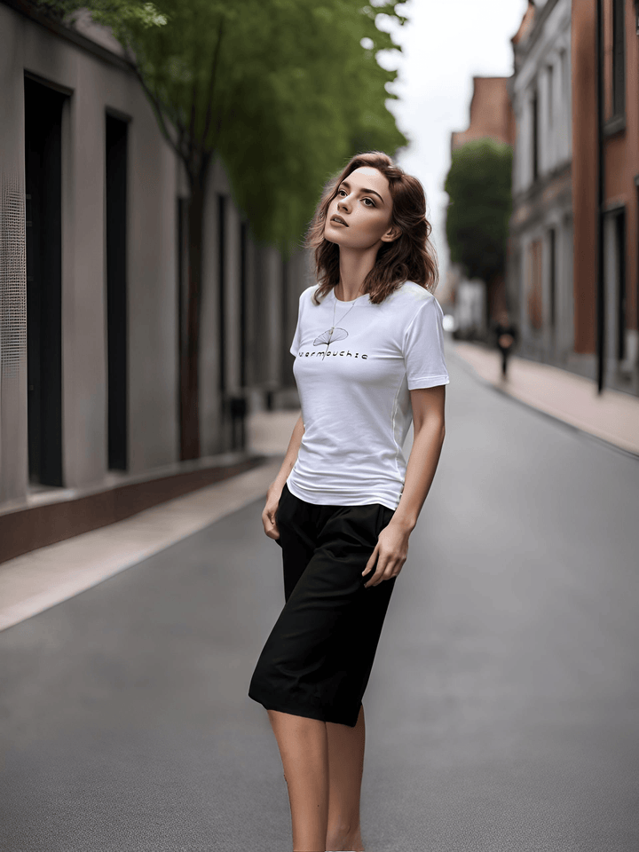 Relaxed T-Shirt with Stef Logo and Embroidered Flower in Cotton - STEF MOUCHIE