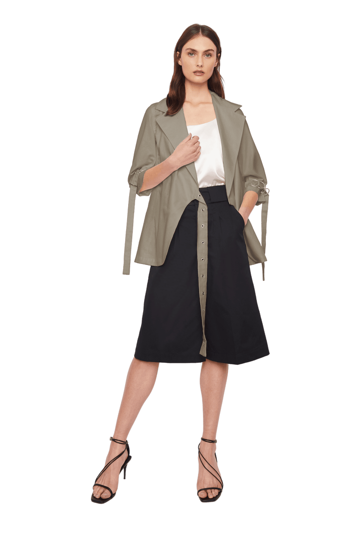 Asymmetric Blazer in Stratton Khaki Organic Cotton Twill - STEF MOUCHIE