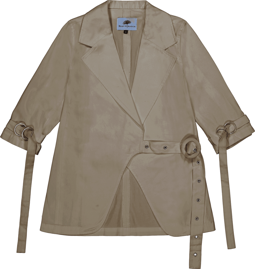 Asymmetric Blazer in Stratton Khaki Organic Cotton Twill - STEF MOUCHIE