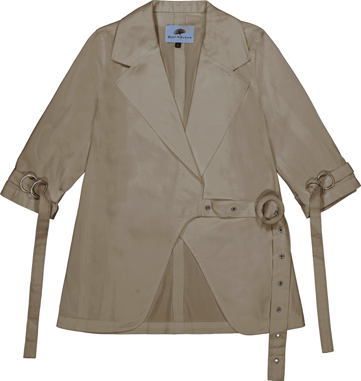 Asymmetric Blazer in Stratton Khaki Organic Cotton Twill - STEF MOUCHIE