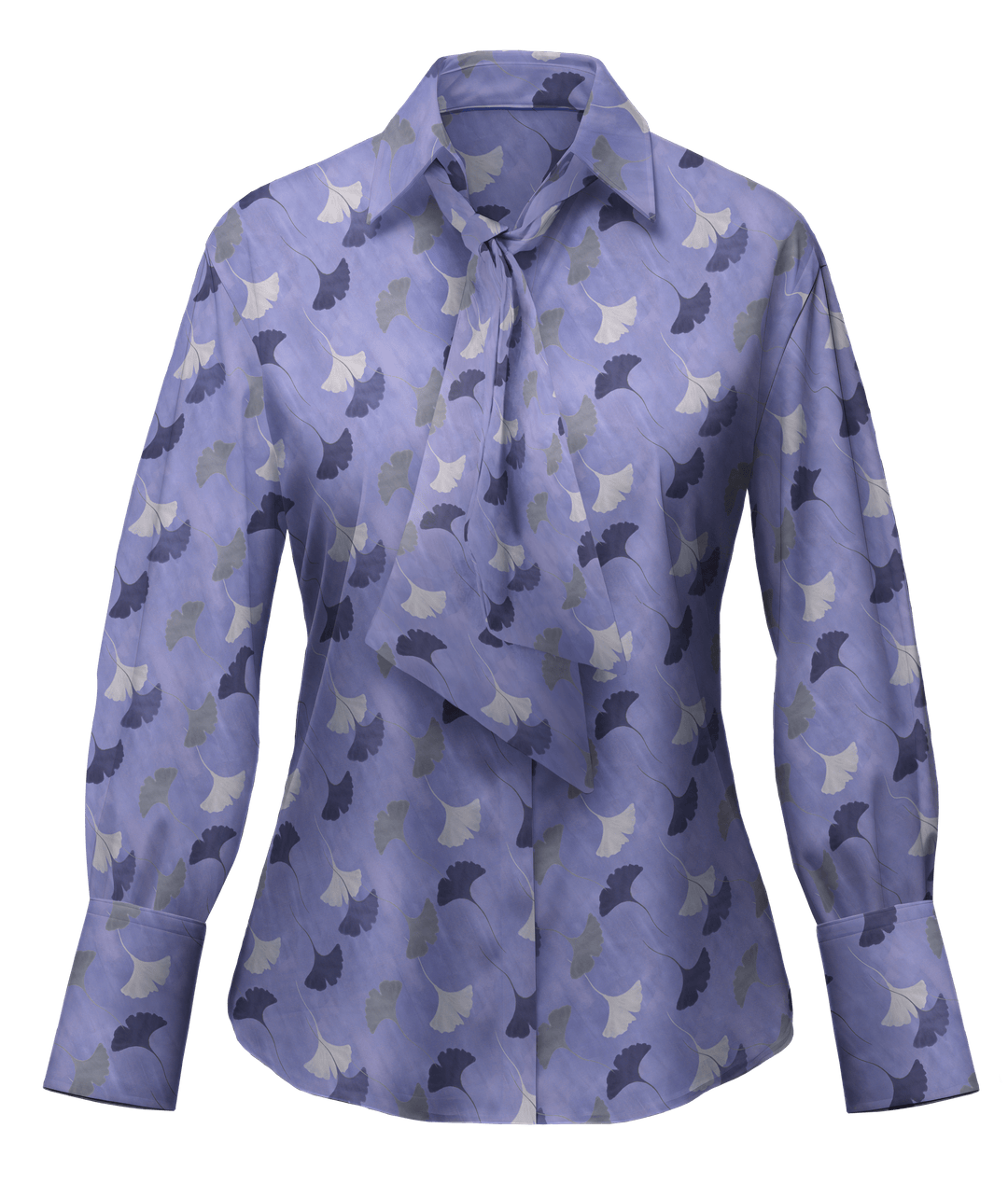 Contemporary Ginkgo: Abstract Purple Leaf Foulard Long Sleeve Shirt - STEF MOUCHIE