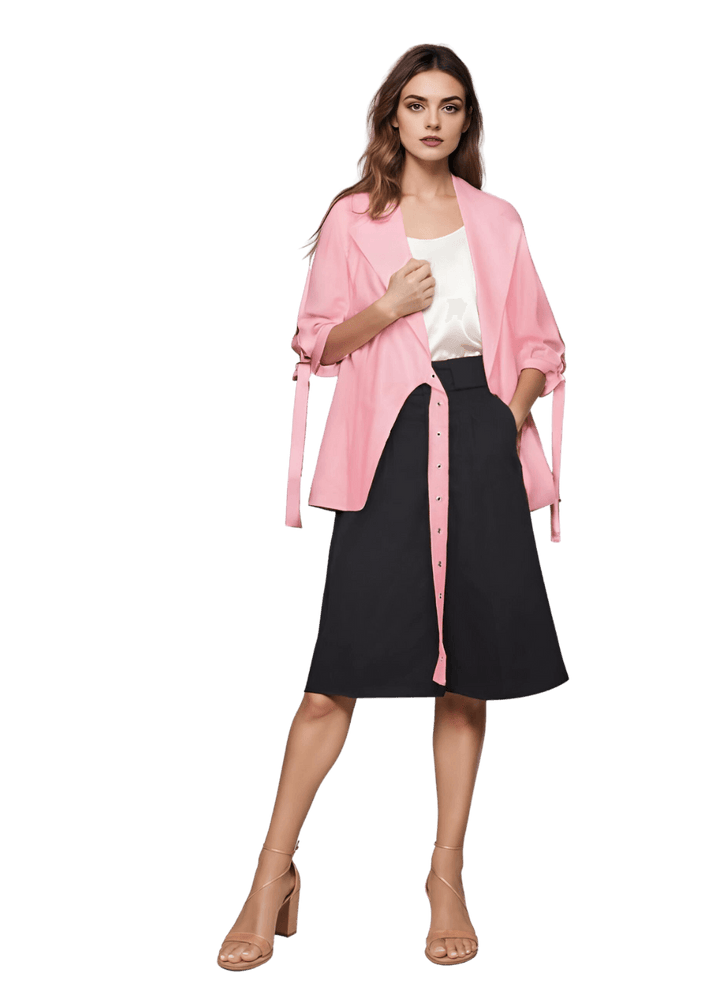Asymmetric Blazer in Stratton Pink Organic Cotton Twill - STEF MOUCHIE