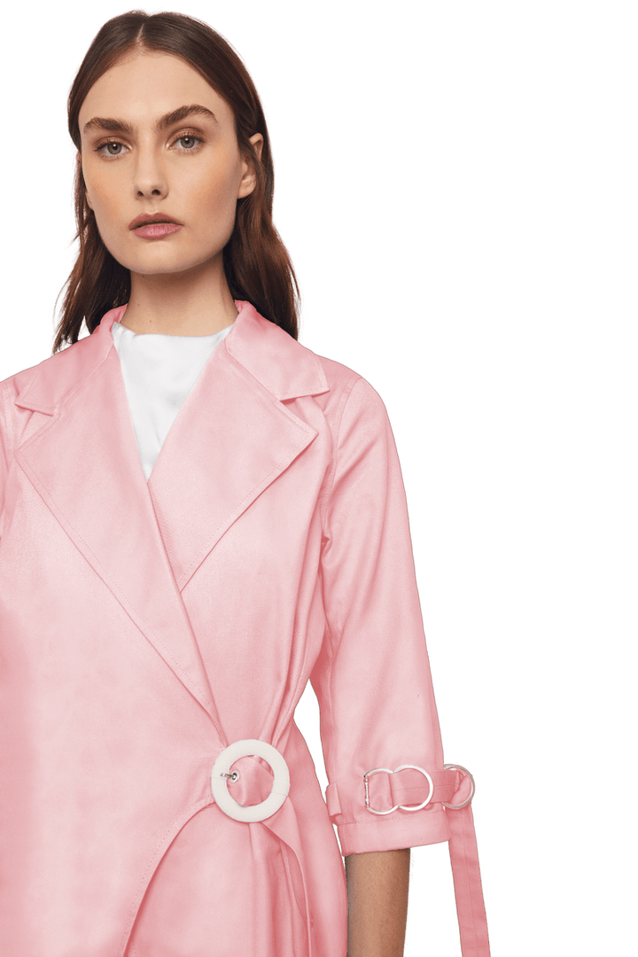 Asymmetric Blazer in Stratton Pink Organic Cotton Twill - STEF MOUCHIE
