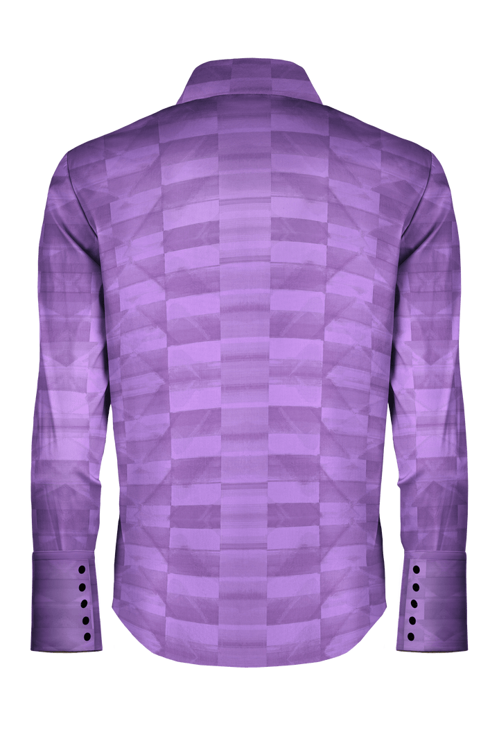 Dusky Lavender Dreams: Ginkgo Leaf Print Long Sleeve Shirt with Removable Foulard - STEF MOUCHIE