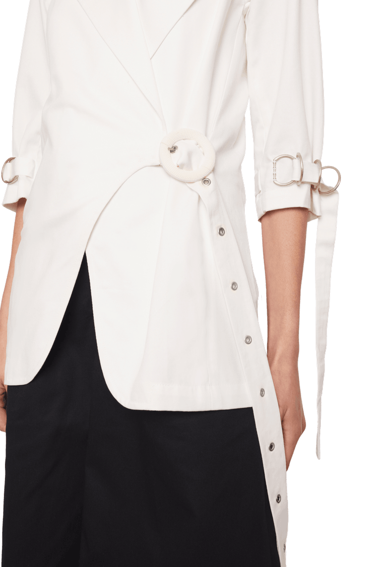 Asymmetric Blazer in Stratton Winter White Organic Cotton Twill - STEF MOUCHIE