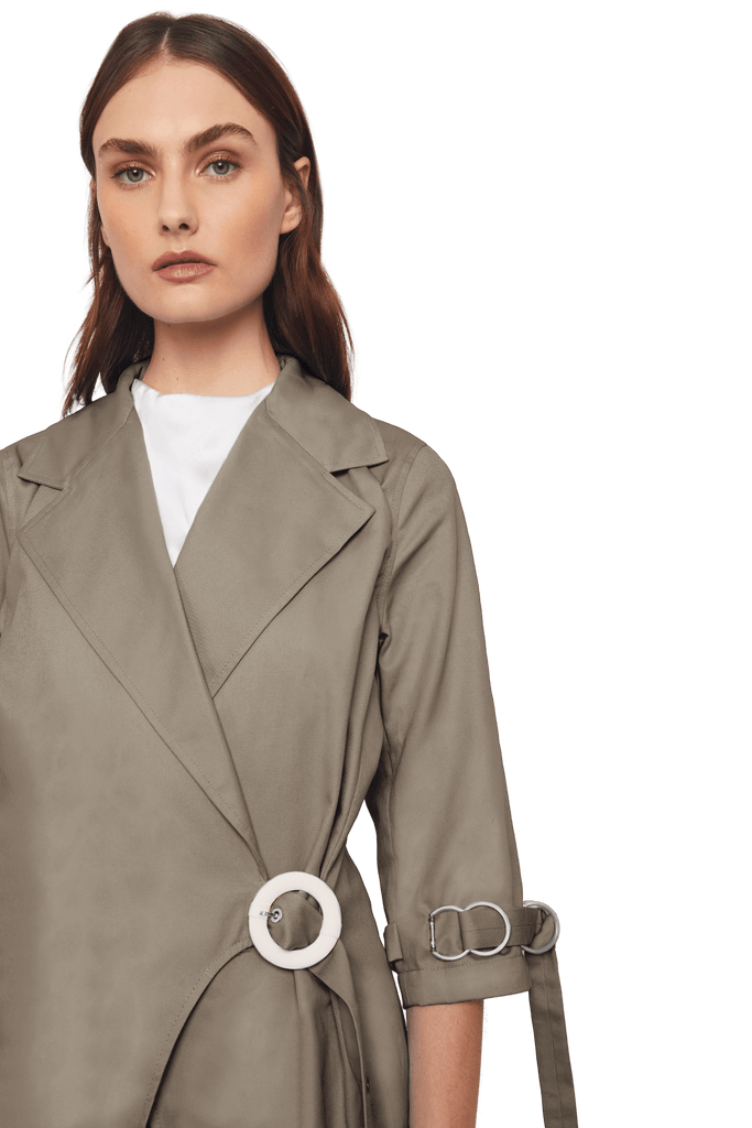 Asymmetric Blazer in Stratton Khaki Organic Cotton Twill