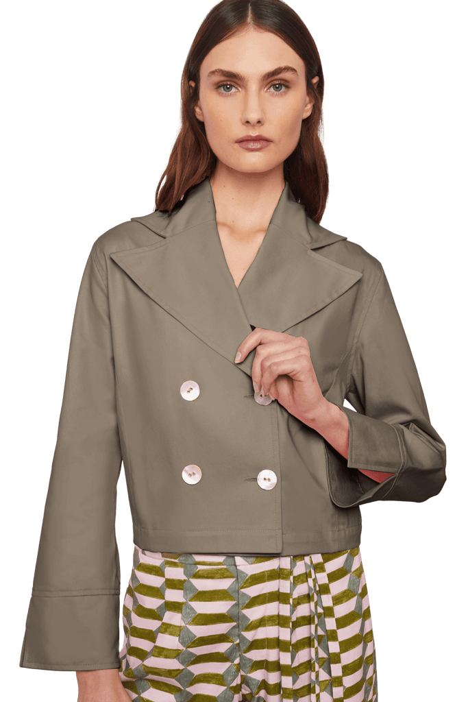 Cropped Blazer in Stratton Khaki Solid Organic Cotton Twill