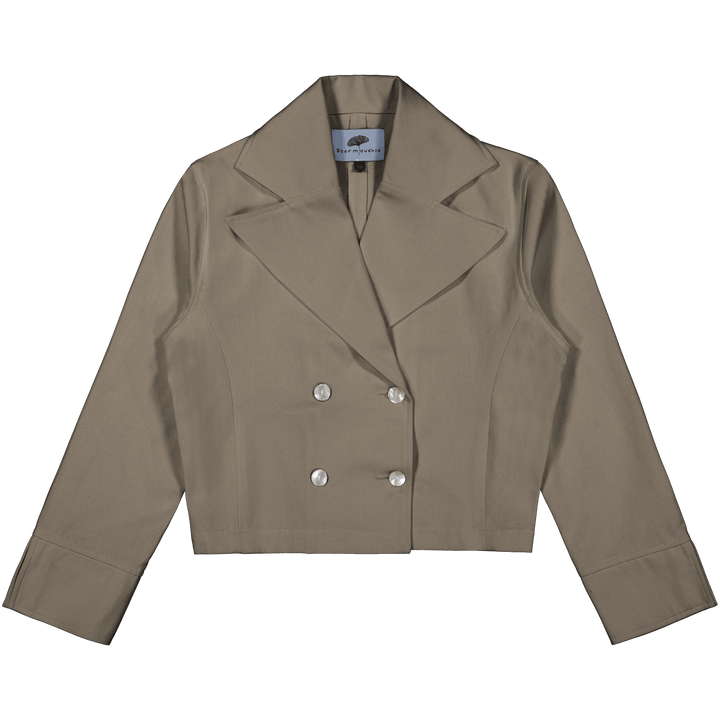 Cropped Blazer in Stratton Khaki Solid Organic Cotton Twill - STEF MOUCHIE