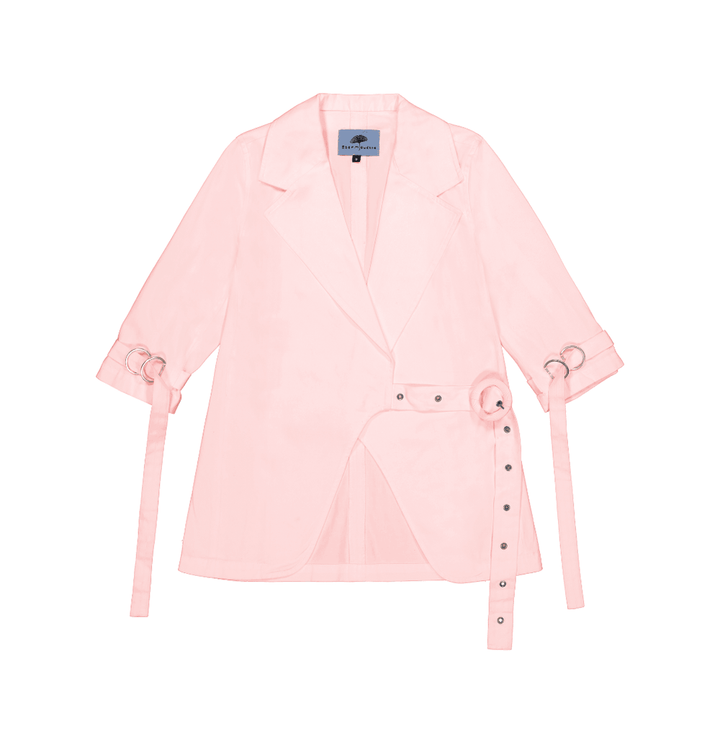 Asymmetric Blazer in Stratton Pink Organic Cotton Twill - STEF MOUCHIE