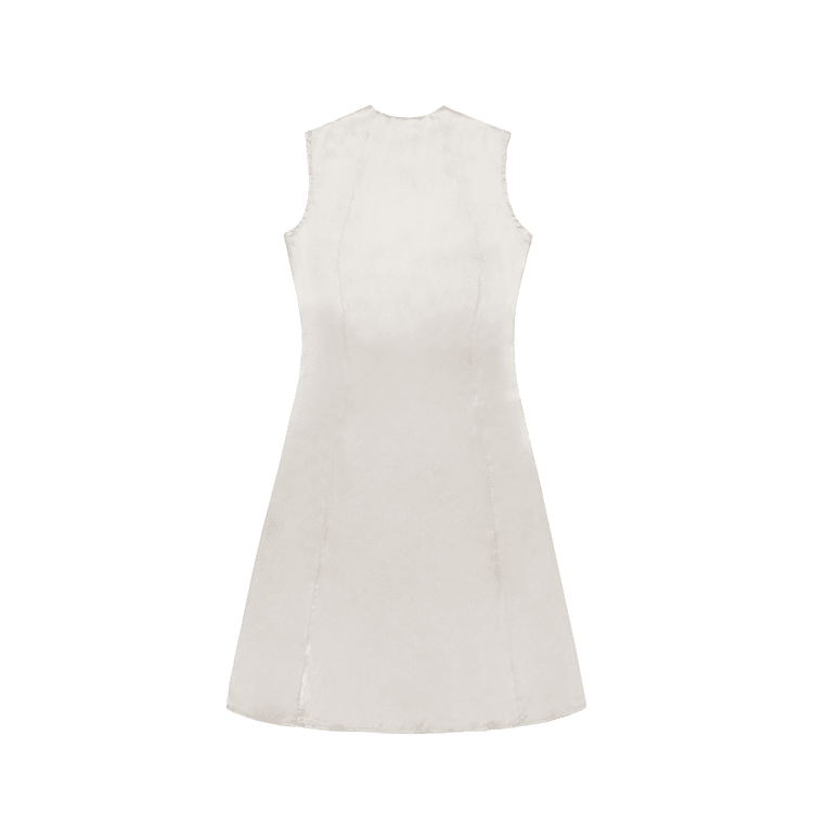Fit and Flare Sleeveless Dress Low Turtle Neck in Whisper White Charmeuse Silk