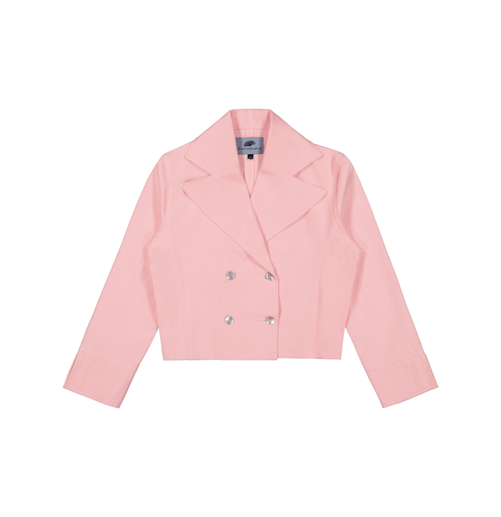 Cropped Blazer in Stratton Pink Solid Organic Cotton Twill - STEF MOUCHIE