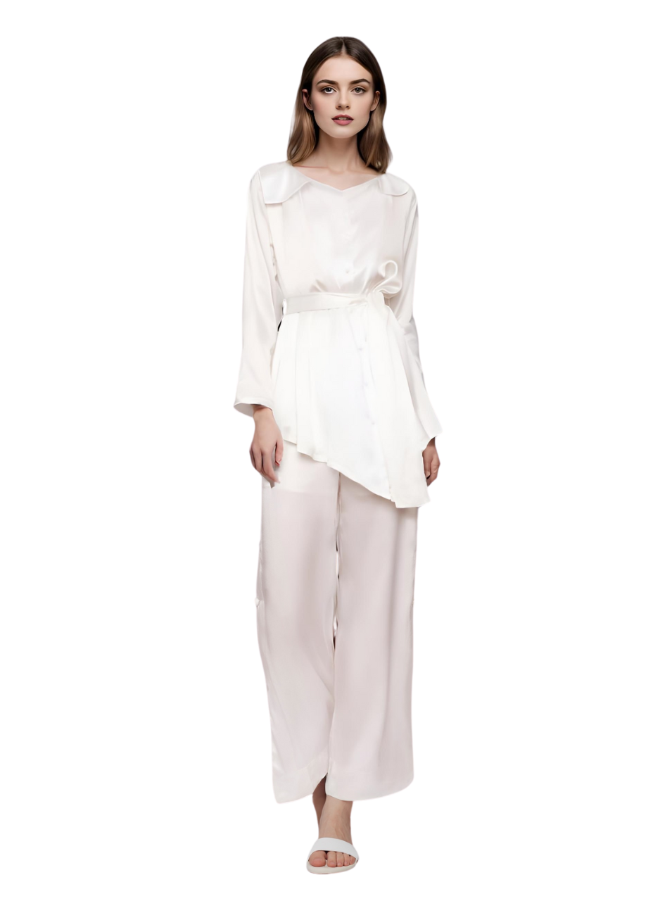 Long White Asymmetric Blouse - STEF MOUCHIE