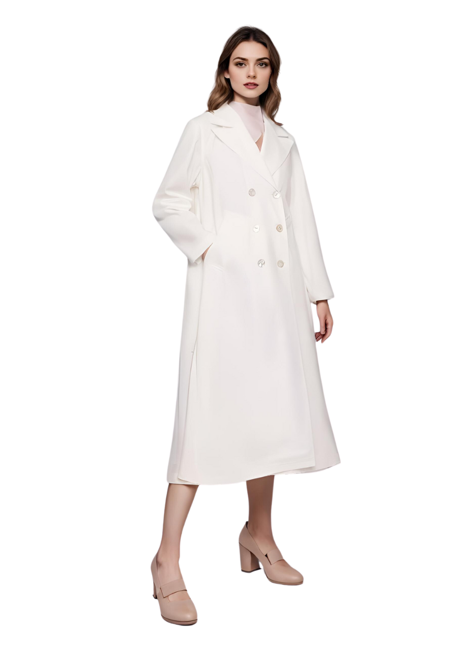 Long Blazer Relaxed Fit with Flouance Back in White Organic Cotton - STEF MOUCHIE