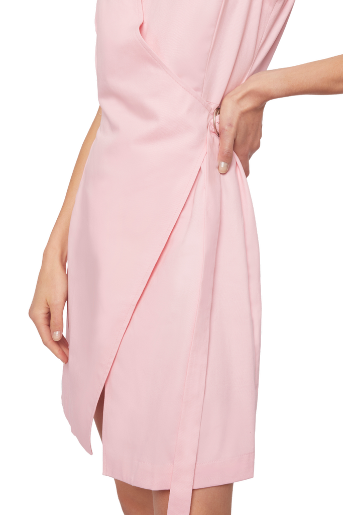 Solid Dress Front O Pink Sheath STEF Crossed Stratton Closure in Asymmetric – MOUCHIE