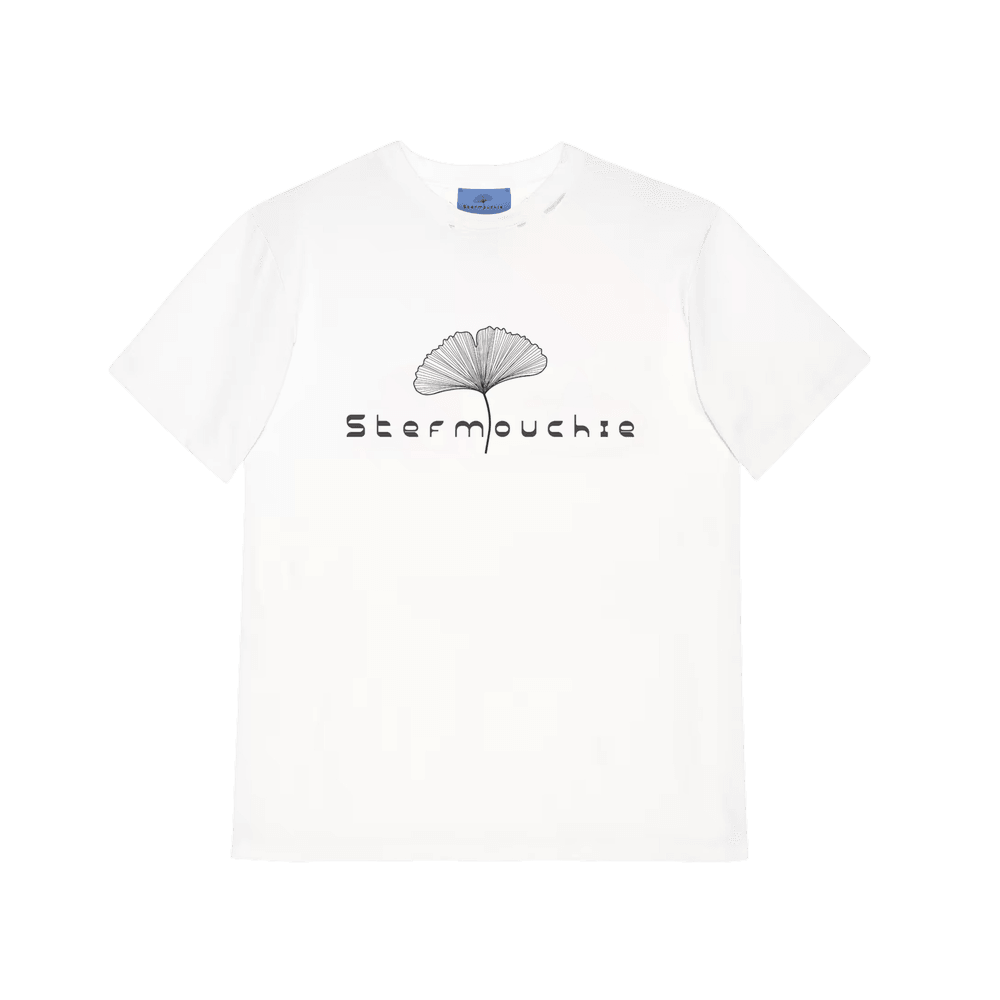 Relaxed T-Shirt with Stef Logo and Embroidered Flower in Bamboo