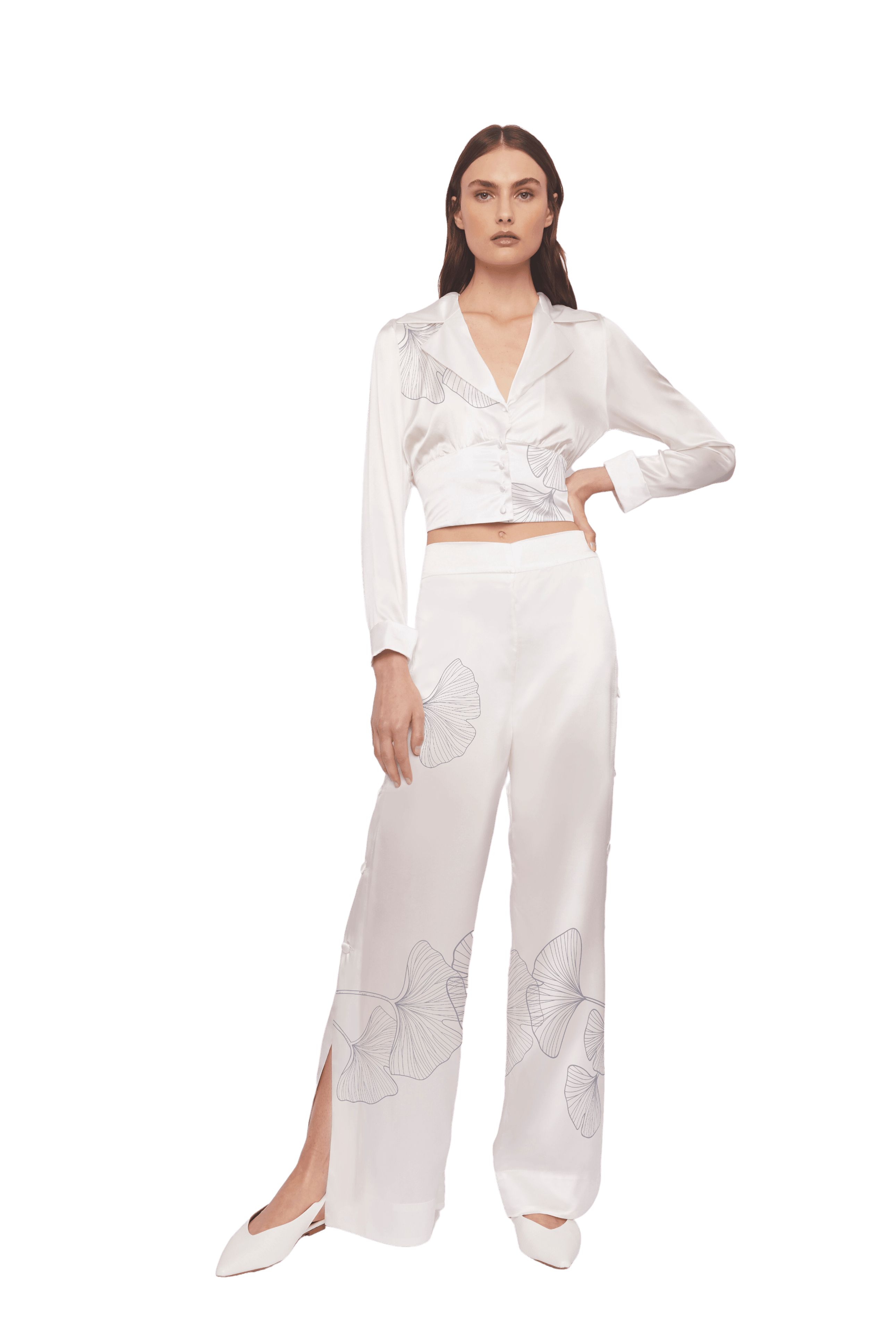 Buy Kaanchie Nanggia White Cotton Silk Pleated Dhoti Pants online